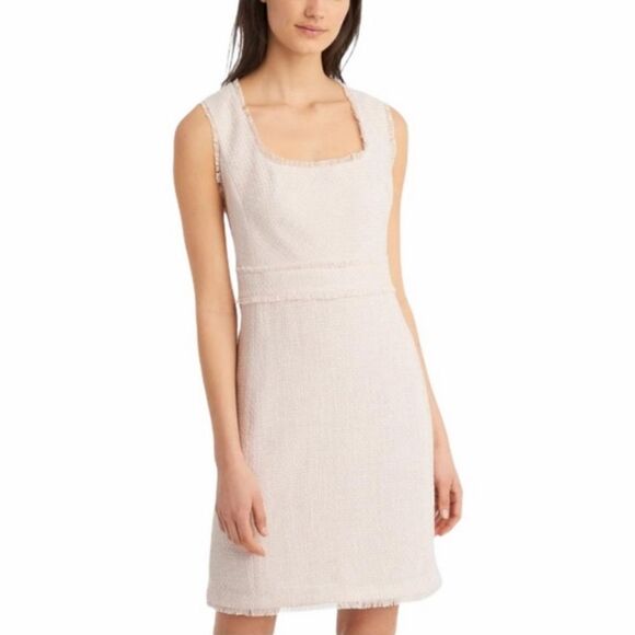 Karl Lagerfeld Sleeveless Square Neck Tweed Dress - Picture 1 of 6